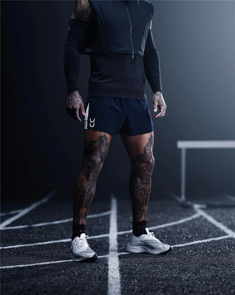Men Summer Running Shorts 2 In 1 Hidden Pockets Quick Dry GYM Sport Shorts Fitness Jogging Workout sports shorts