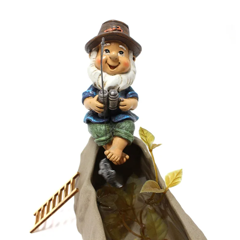 Statue de naine de pêche de jardin en résine, décoration créative de pelouse, paysage, accessoires de jardin — vue 6