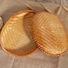 Handmade Weaving Storage Trays Bamboo Sieve Raft Round Dustpan DIY Decorative Fruit Bread Basket Kitchen Storage Home Decor 2