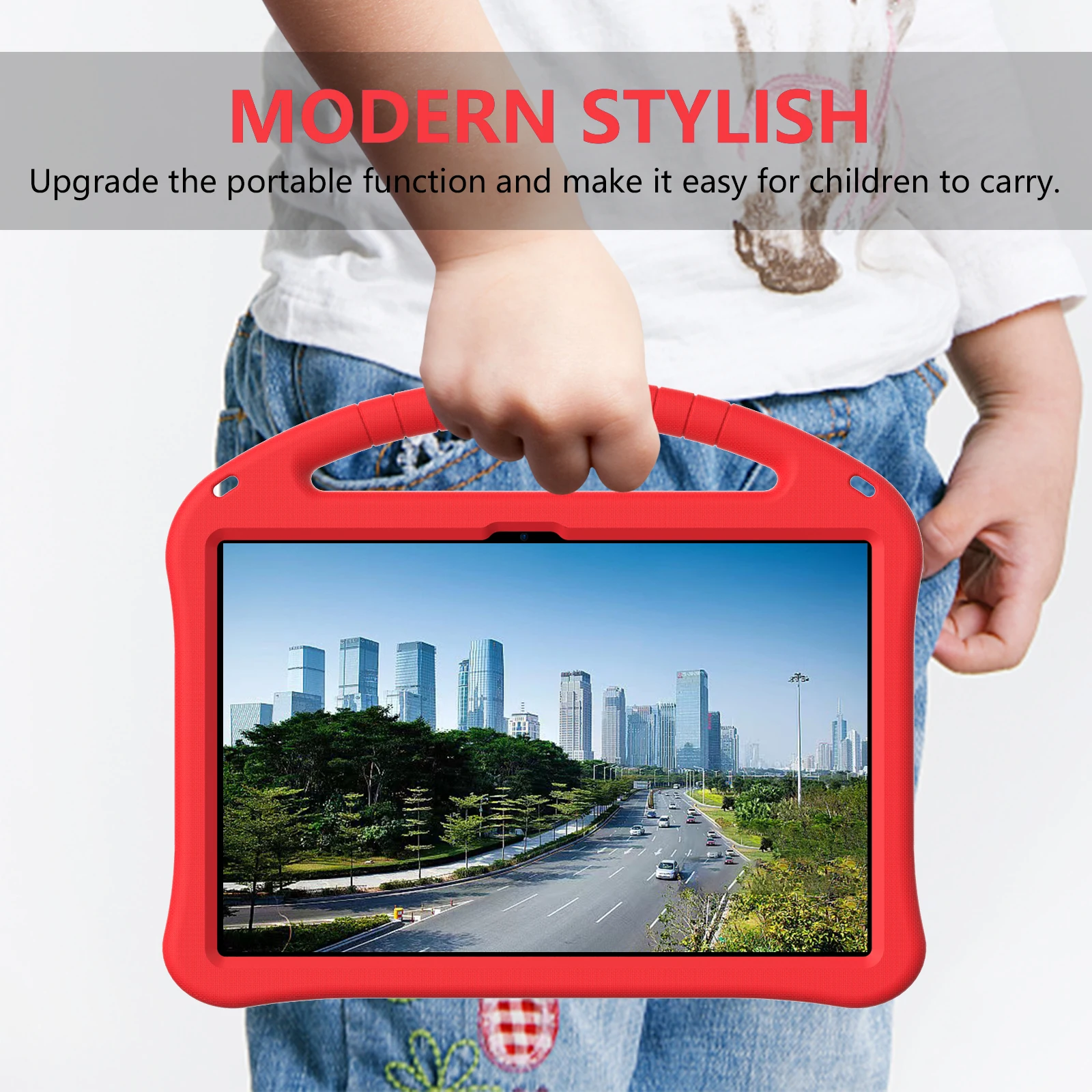 Kids Shockproof EVA Case with Foldable Kickstand and Hand Holder