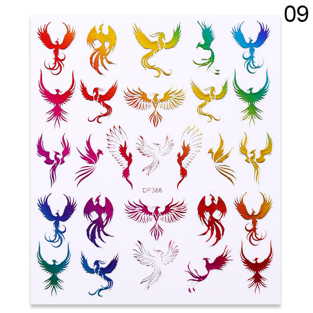 Pcs Gold 3D Nail Stickers Colorful Dragon Phoenix Transfer Sticker Adhensive Slider Decals Nail Art Decorations Manicure Wraps