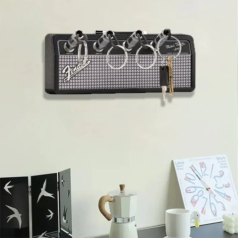Creative Fender Radio Plugs Key Holder Retro Wall Mounting Keys Holder Jack Zinc Alloy Key Organizer Music Key Storage Frame 6