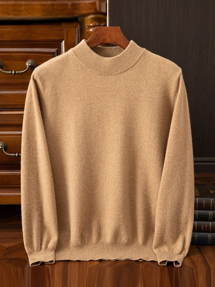 

Зимний утепленный мужской свитер, водолазка из чистой шерсти, вязаный пуловер с длинным рукавом, свободный удобный кашемировый свитер, повседневный
