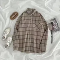 Autumn/Winter Retro Long Sleeve Plaid Shirt Korean Fashion Versatile Autumn Plaid Shirt Loose Versatile Top - Image 4