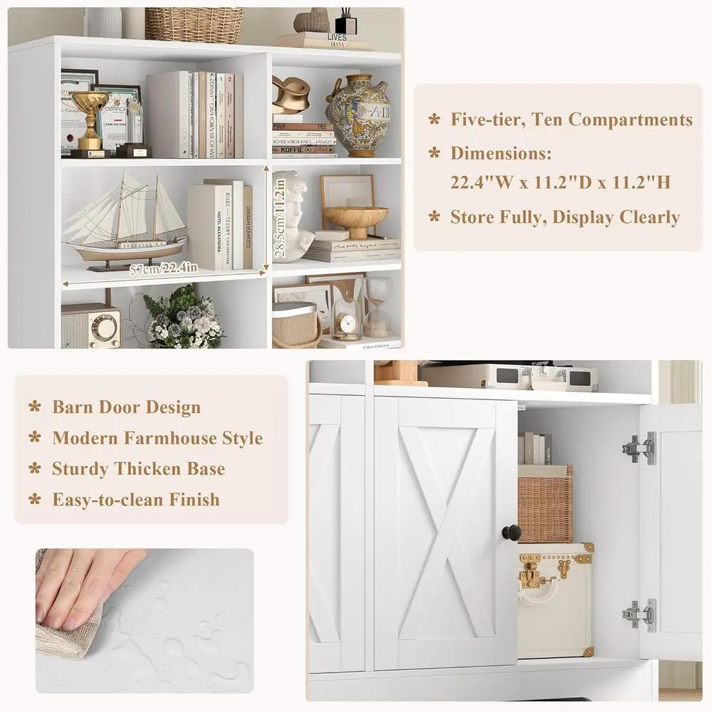 Tall Barn Door Bookshelf with Cabinet 4