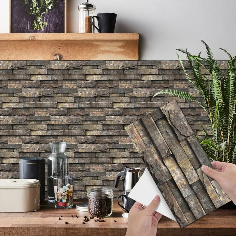 

Stone Slate Wall Stickers Self Adhesive Kitchen Bathroom Waterproof Oilproof Crystal Film Wallpaper