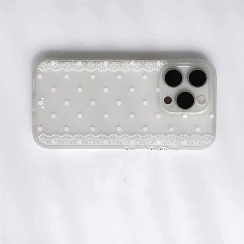 Korean Pink Polka Dots White Lace Edged Cute Phone Case - Y2K Style Cover