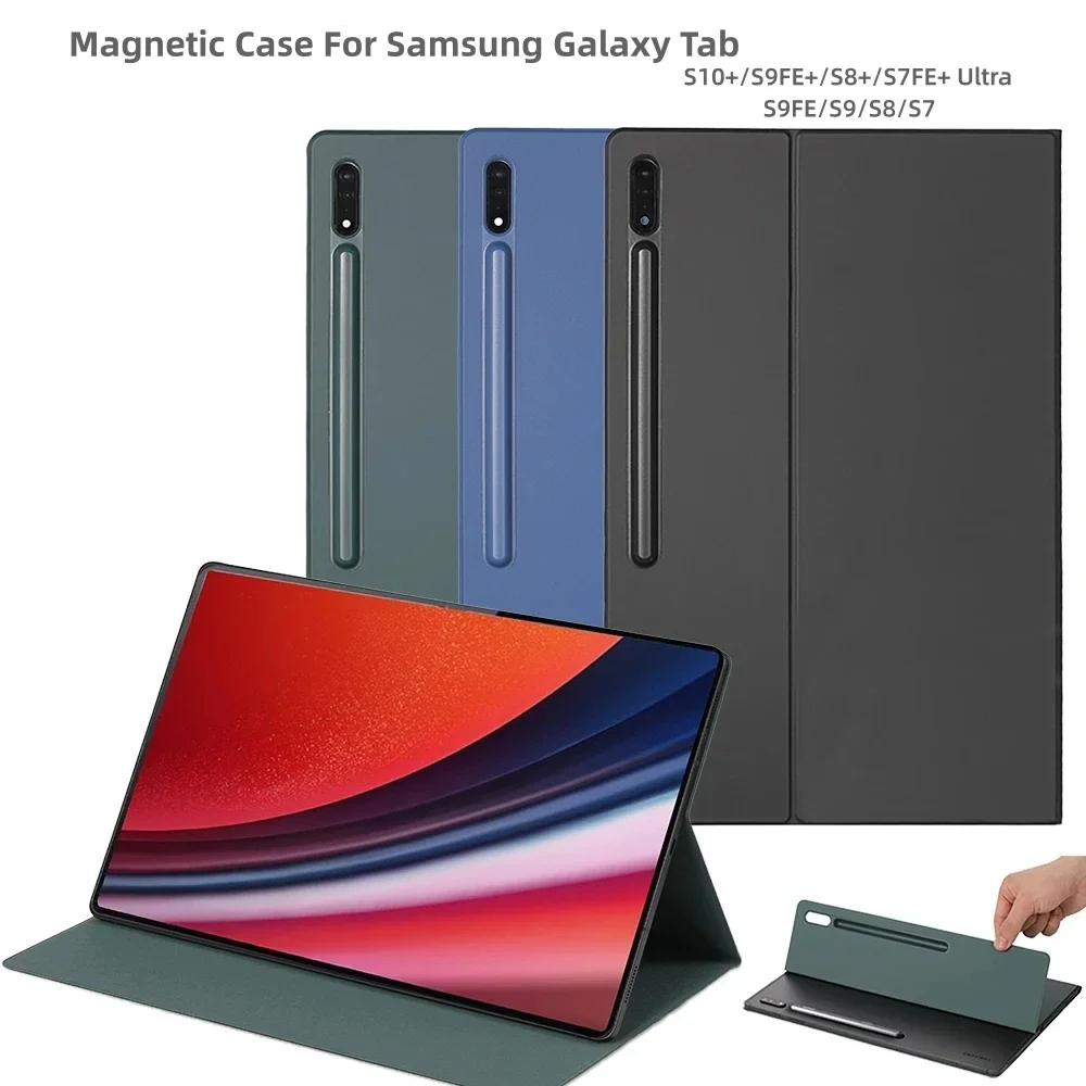 Premium Magnetic Tablet Case with Pencil Holder and PU Folding Stand Cover