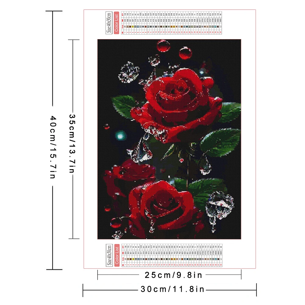 AZQSD 다이아몬드 페인팅 장미 꽃 크로스 스티치 자수 꽃 모자이크 30x40cm 전체 광장/라운드 드릴 라인 석 그림