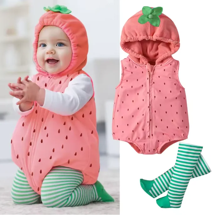 Purim Halloween Toddler Animal Frog Watermelon Mouse Costume Plush Onesie Hooded Hat Baby Party Festival Clothing Set