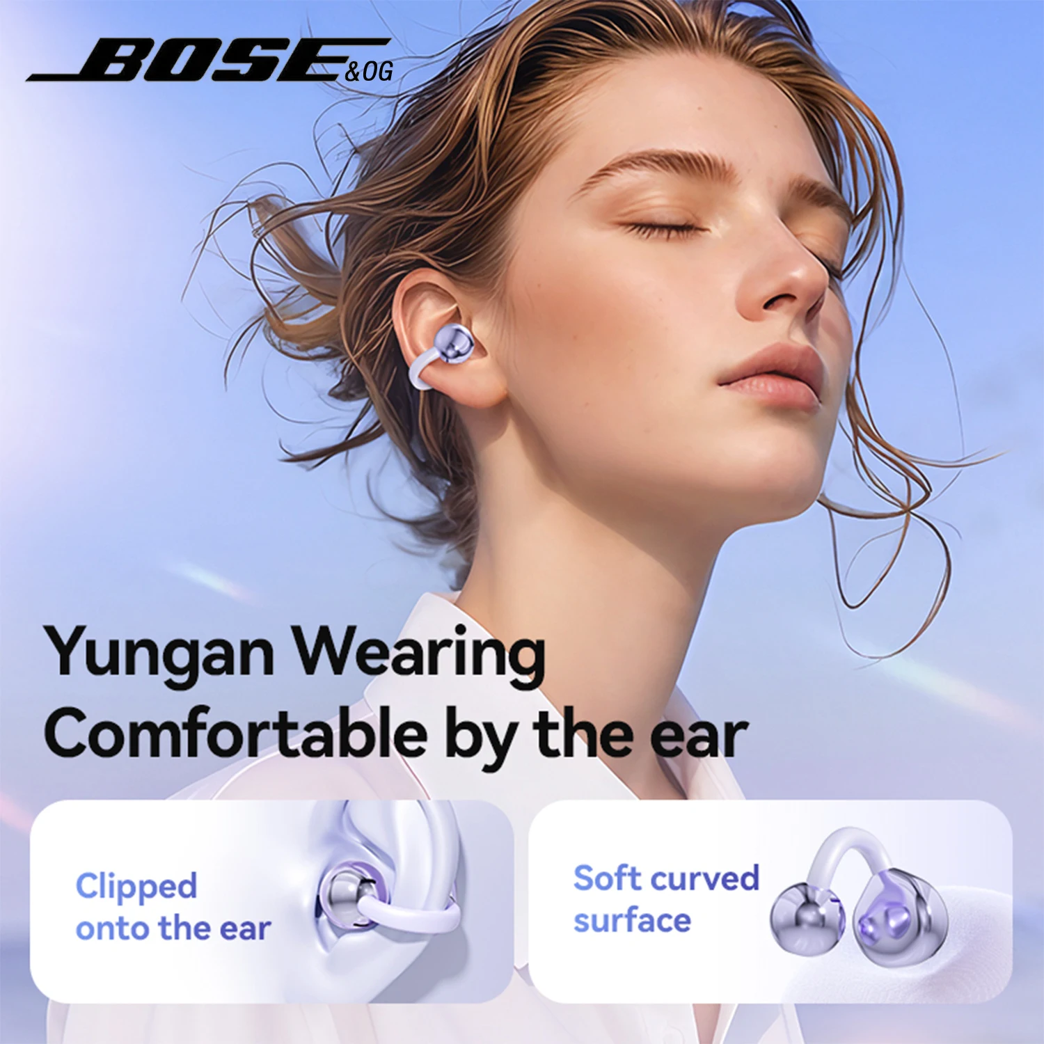 BOSE&OG M79 Bluetooth Earphones Clip-On Earbuds LED Bluetooth 360&deg; Clip-On Sport Wireless Earphones Long Battery Life Non-In-Ear