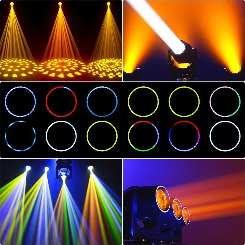 Yiflamefly 230W 이동 헤드 조명 RGBW DMX512 무대 조명 DMX 제어 사운드 활성화 재생 DJ 라이트 웨딩 파티 음악