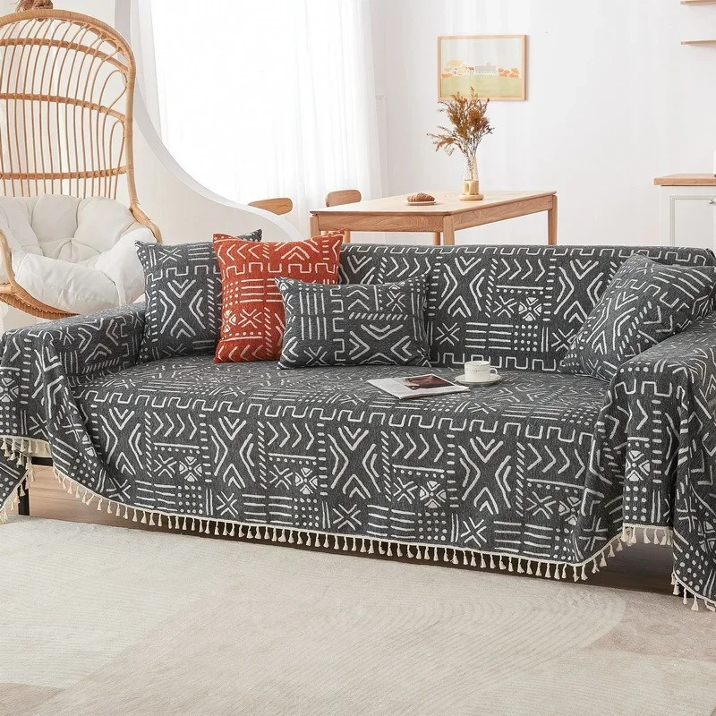 Bohemia Chenille Sofa Blankets Outdoor Camping Picnic Large Sofa Blanket Leisure Beach Towel Travel Rug Tassels Linen Home Decor 6