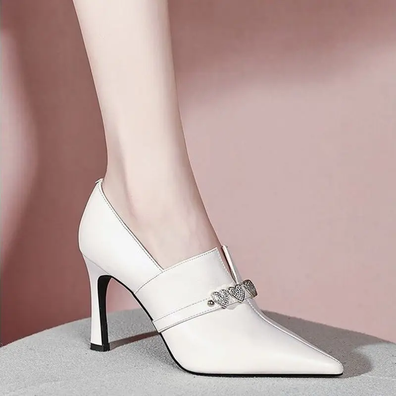 FHANCHU 2023 Spring Soft Leather Office Work Shoes,Women High Heels