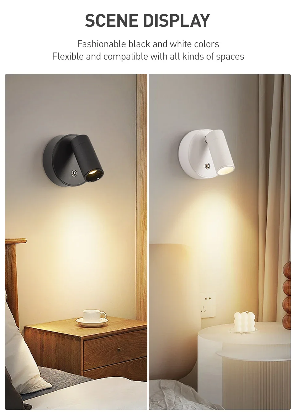 Rechargeable Wall Lamp No Wiring Bedroom Bedside Lamp