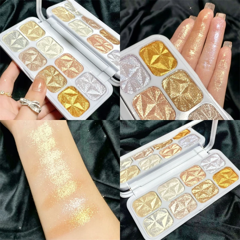 8 Colors Glitter Highlighter Face Contour Blush Palette Party Eye
