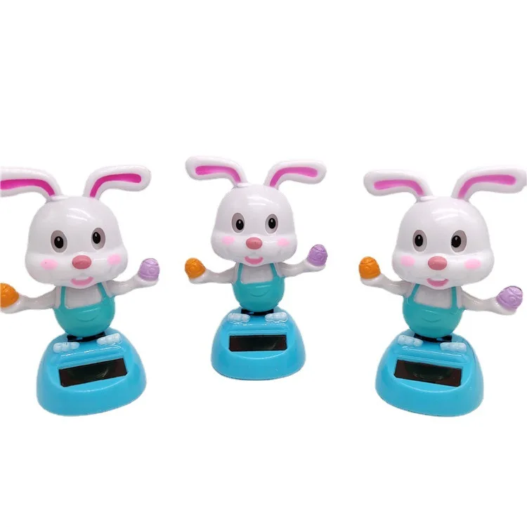 Cartoon Ice Cream Rabbit Swinging Doll Solar Car Ornament Car Interior Decoration Children's Solar Toys