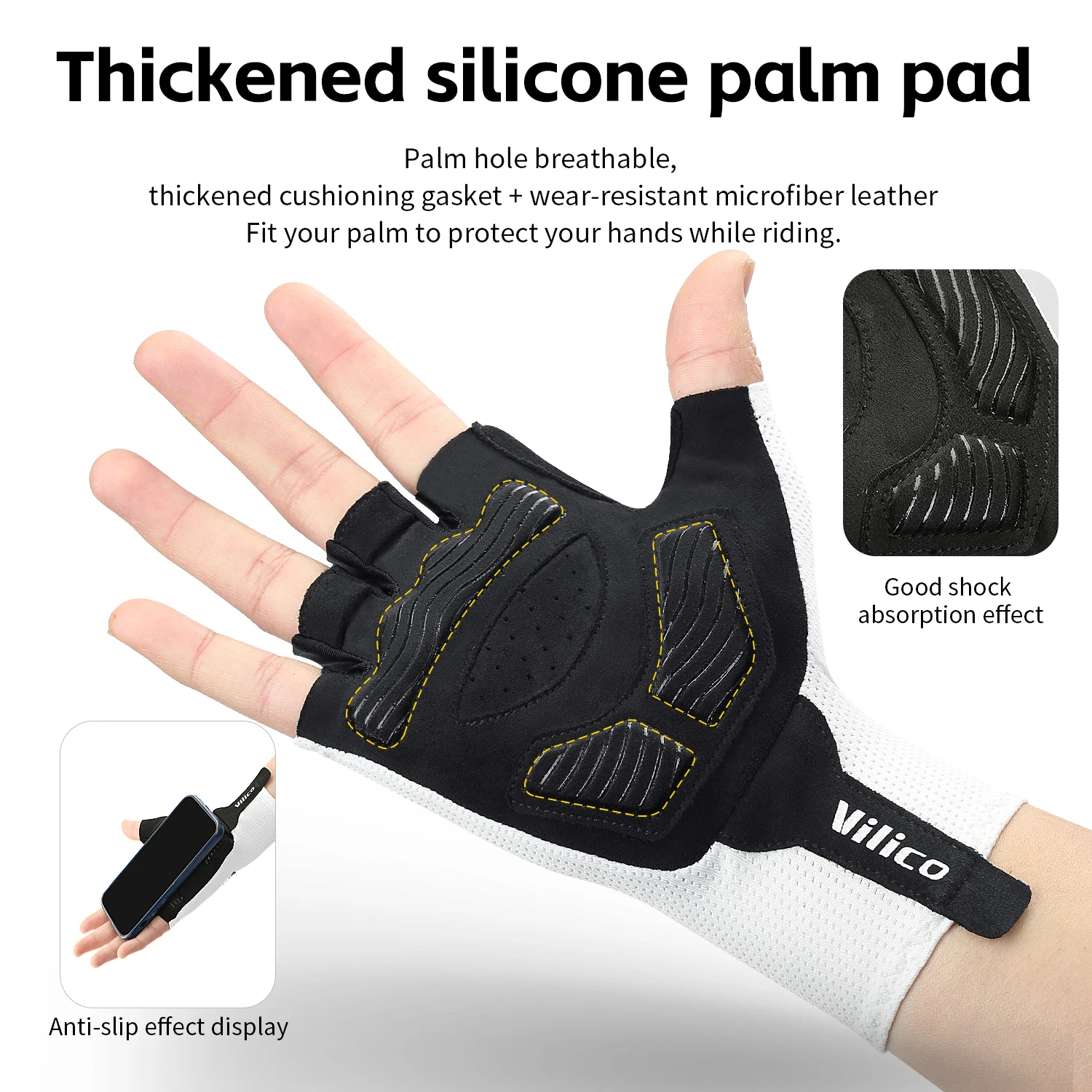 Men's and women's summer bicycle gloves, 1 pair - breathable, elastic, thick palm pad, non slip, knitted fabric, hand washable 3