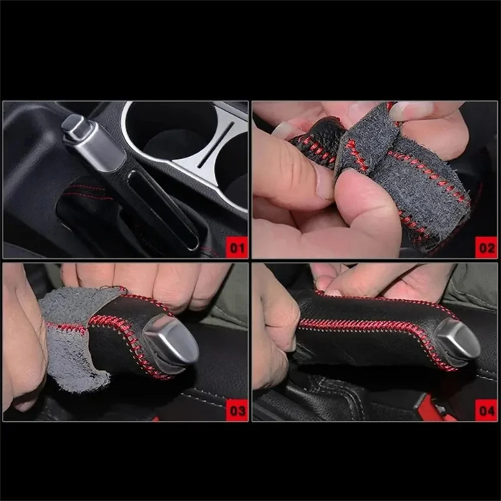 Handbrake Sleeve Genuine Leather Handbrake Grips Mazda 6 Natural Leather Cover Car Accessories Interior hand brake cover