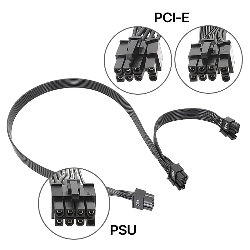 Cavo Di Prolunga Alimentazione PCIe 60cm 8 Pin A 6+2 Pin - Adattatore GPU Per Alimentatori Modulari Corsair, Thermaltake