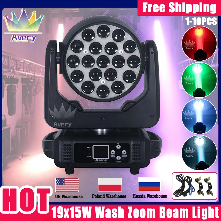 

0 Tax 1-10Pcs 19x15W Led Moving Head Zoom Lyre Wash Light RGBW Beam Effect Perfect For Stage TV Theatre And TV Studio