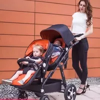 Poussette double légère et pliable pour bébé, siège double, assise et allongée, design avant et arrière pour nourrissons et tout-petits, landau de voyage 2