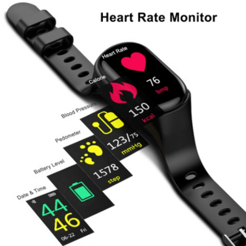 Smart Watch with Bluetooth Earbuds 2 IN 1 Smart Bracelet on-Ear Wireless Headset Heart Rate Blood Pressure Monitor Sports Watch