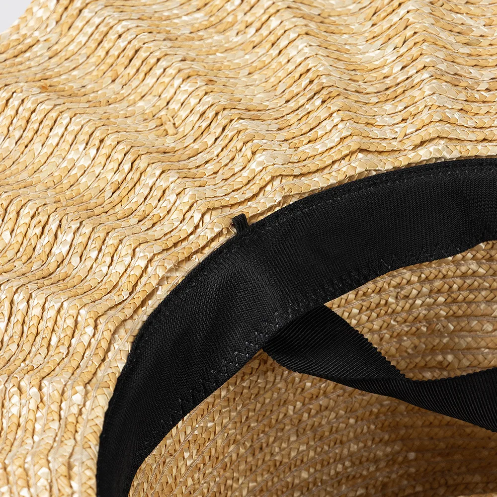 Handmade Straw Jazz Scallop Sun Summer Hat Big Brim Beach Straw Hat
