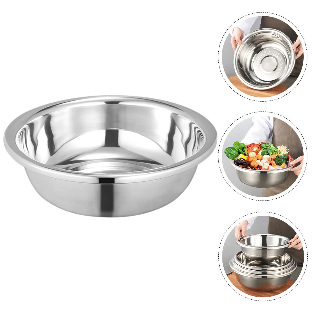 

Stainless Steel Vegetable Basin Large Mixing Bowl Bowls Metal Noodle for Kitchen