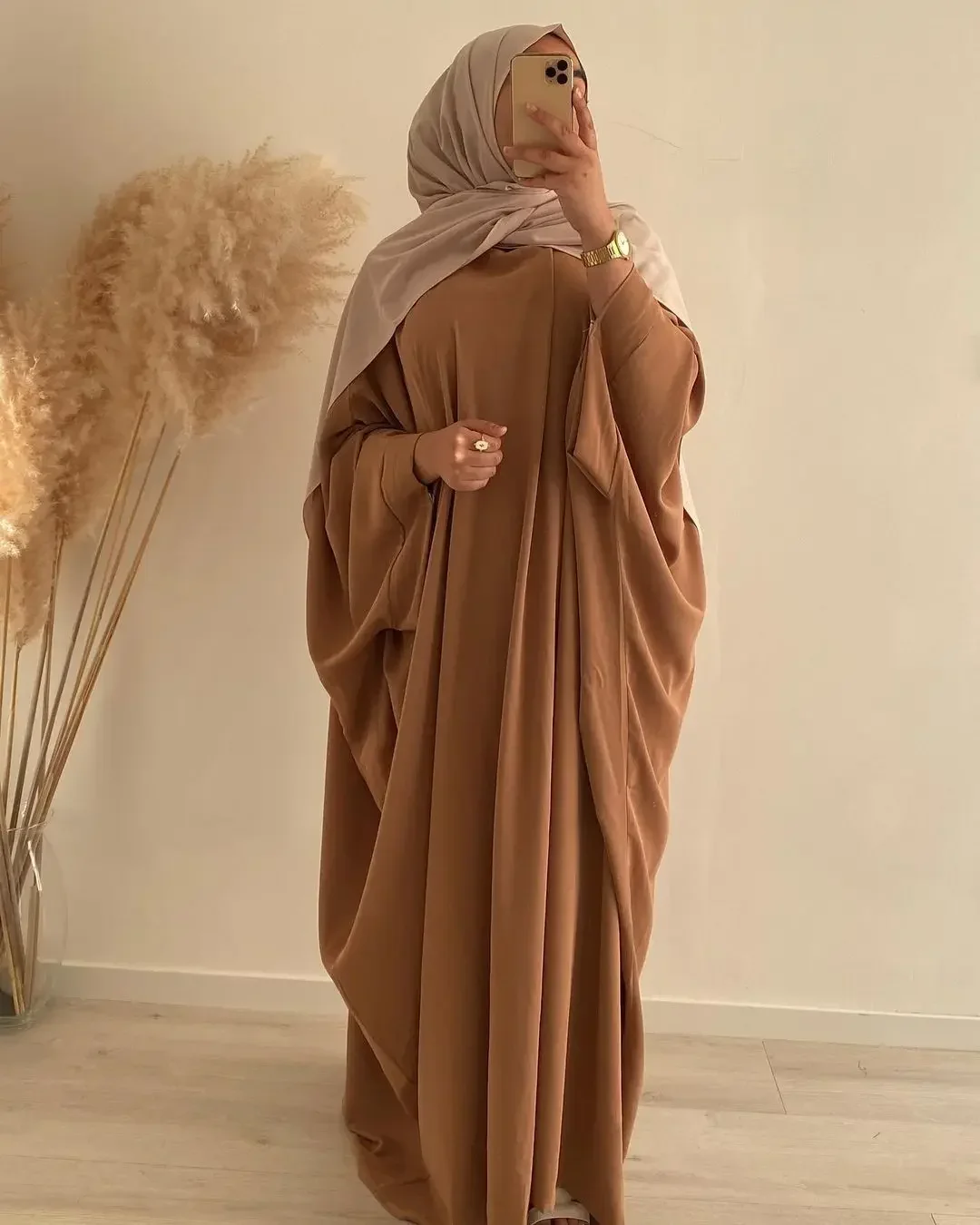 Muslim Women Prayer Garment Batwing Abaya with Hijab Jilbab Kaftan Robe Long Khimar Dress Islam Clothing Niqab Djellaba Burka