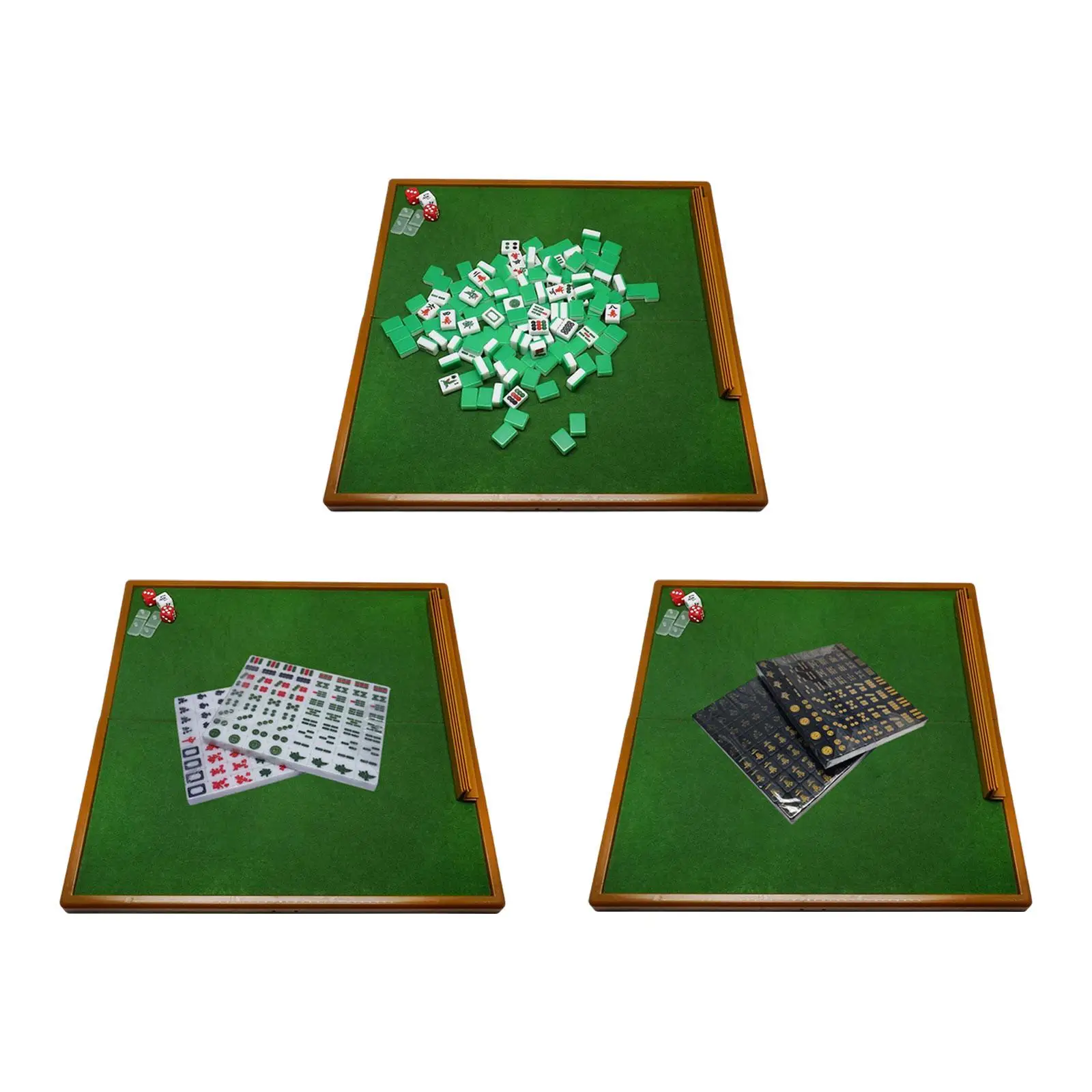 

Mini Mahjong Set with Folding Mahjong Table and Dices Tile Rulers Table Game Portable Mahjong Game Set for Family Travel Home