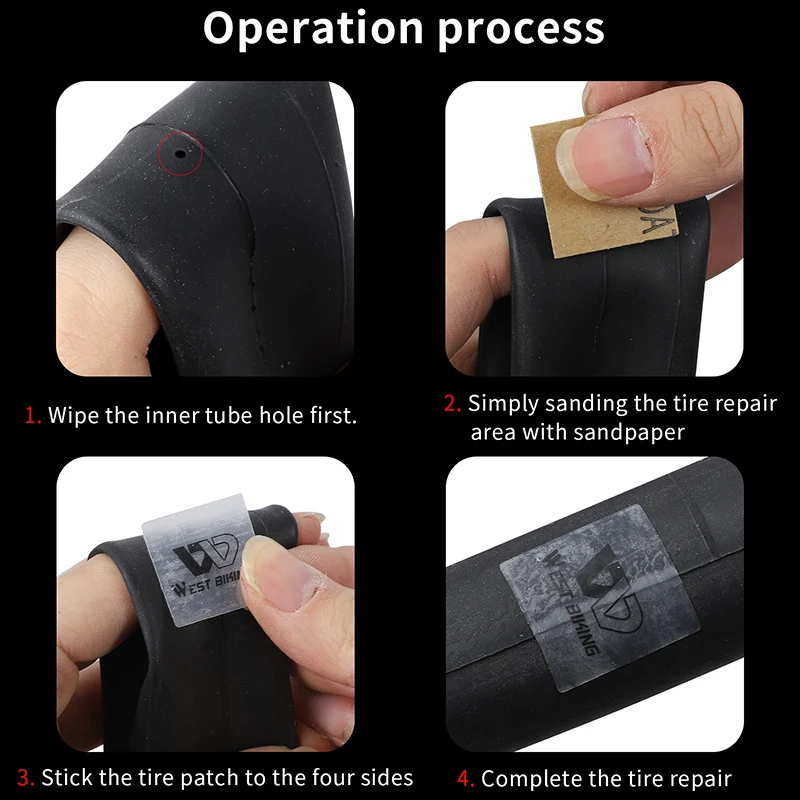 WEST BIKING 6Pcs/Pack Bicycle Glue-free Patch Repair Tools  MTB Road Bike Portable Inner Tube Glueless Cycling Fast Patches Set