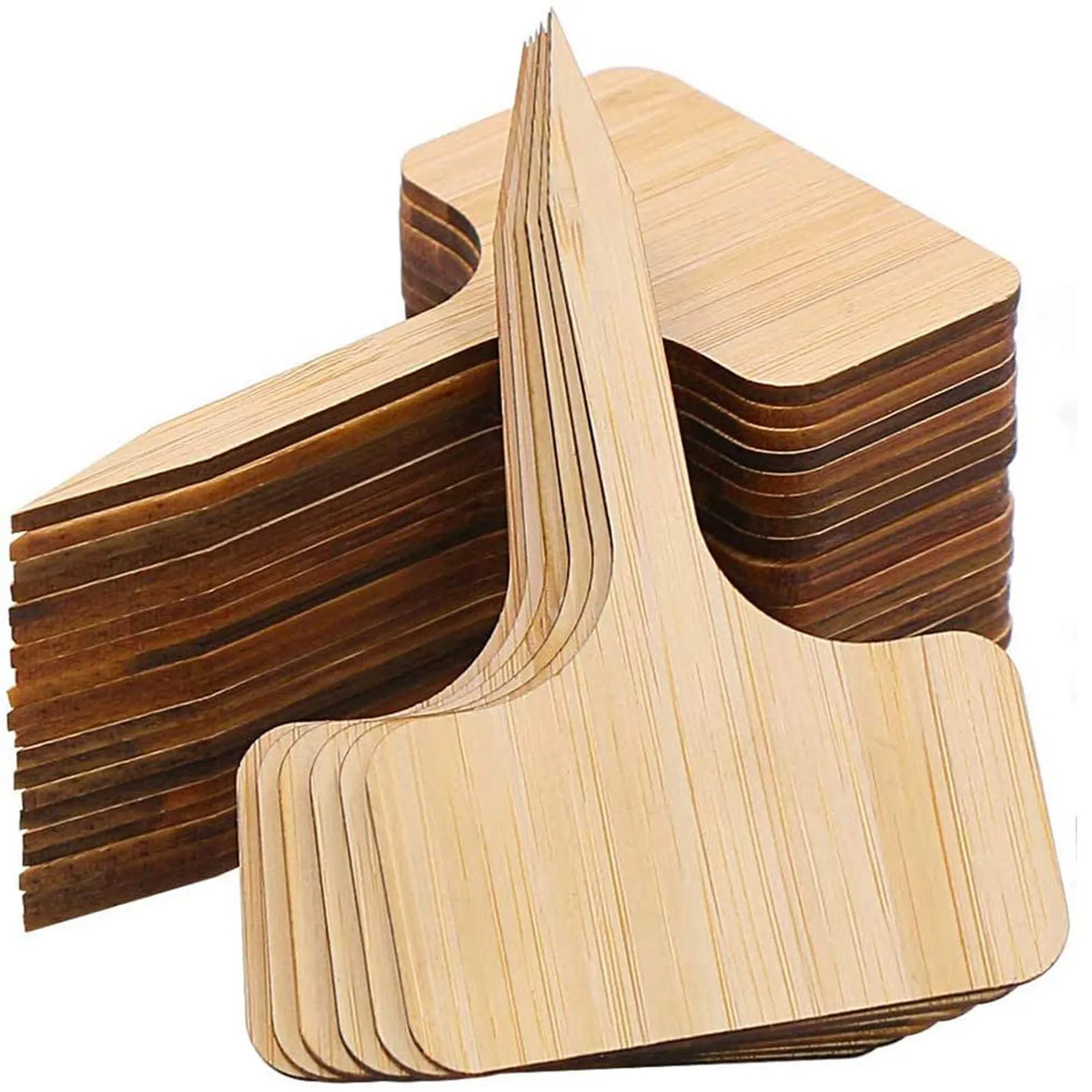 50Pcs Bamboo Plant Labels, T-Type Wooden Plant Sign Tags Garden Markers for Seed Potted Herbs Flowers Vegetables Plant Tags