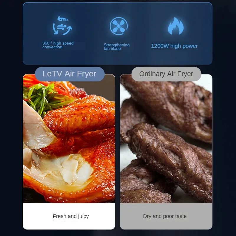 5L Air Fryer Intelligent Voice Touch Button Smoke-free Reservation Timer Automatic Power Off Multifunctional Fryer for Home Use 4