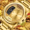 FOXBOX New Gold Quartz Wristwatch For Men Fashion Military Sport Waterproof Watch Men Top Brand Luxury Dual Display Watch Men 1