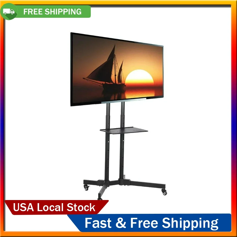 

TV Stand Cart for TVs 75", Black Floating Tv Stand
