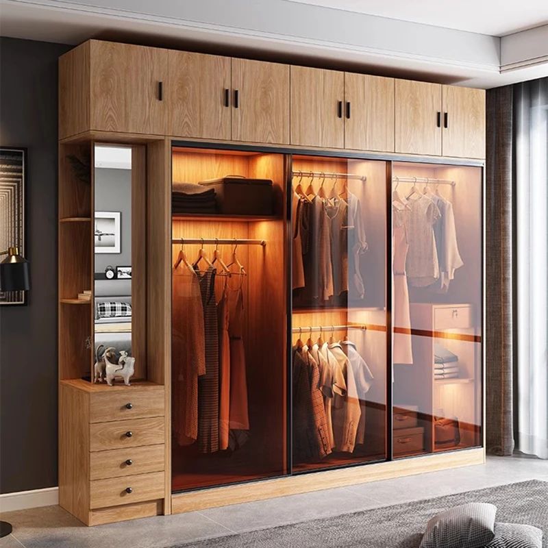 

Display Glass Wardrobe Boho Upgrade Organizer Floor Stand Multifunctional Shelves Closet Combination Kledingkast Home Furniture