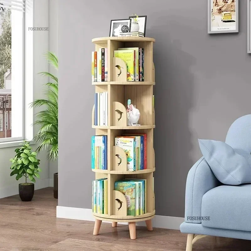 Wooden Rotating Corner Bookcase Living Room Storage Organizers Partitions Small Magazine Bookshelf Library Home Furniture f 1