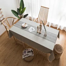 

Polyester Tablecloths, Waterproof Table Covers Stripe Gray Dining Table Coffee Table Deco