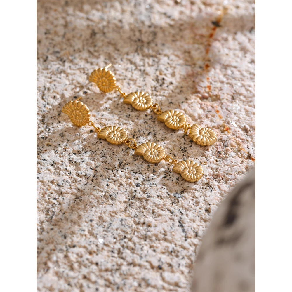 Yhpup Metal Conch Long Hanging Drop Earrings