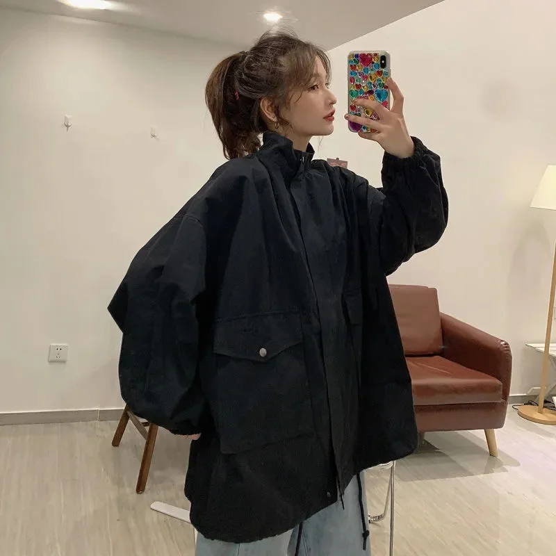 2023 Workwear Coat Women's Korean Spring and Autumn Season New Solid Baseball Suit Casual Loose Jacket Coat Women's Versatile St