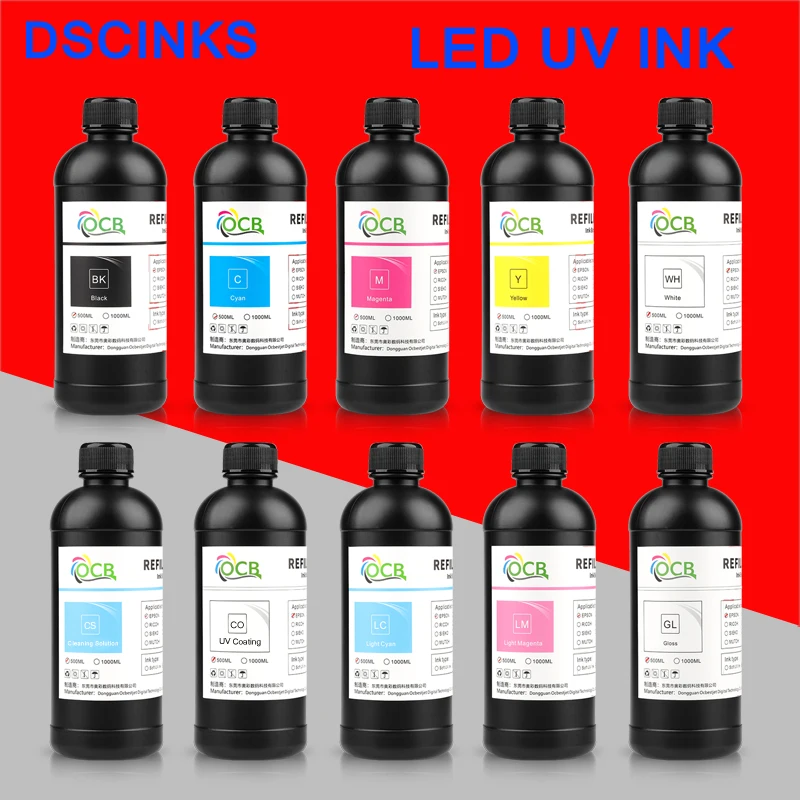 500ml LED UV Ink for Epson UV ink For Epson L800 L805 L1800 TX800 XP600 R1390 1400 4800 4880 7800 7880 XP300 R290 R330 DTF