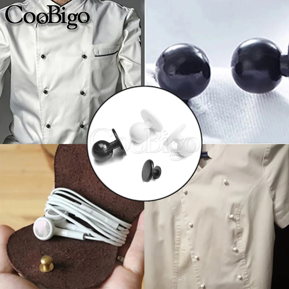 20pcs Plastic Buttons Restaurant Chef Uniforms Suit Buttons for Garment Clothes Dress DIY Accessories Black White 7mm 11mm 12mm 5
