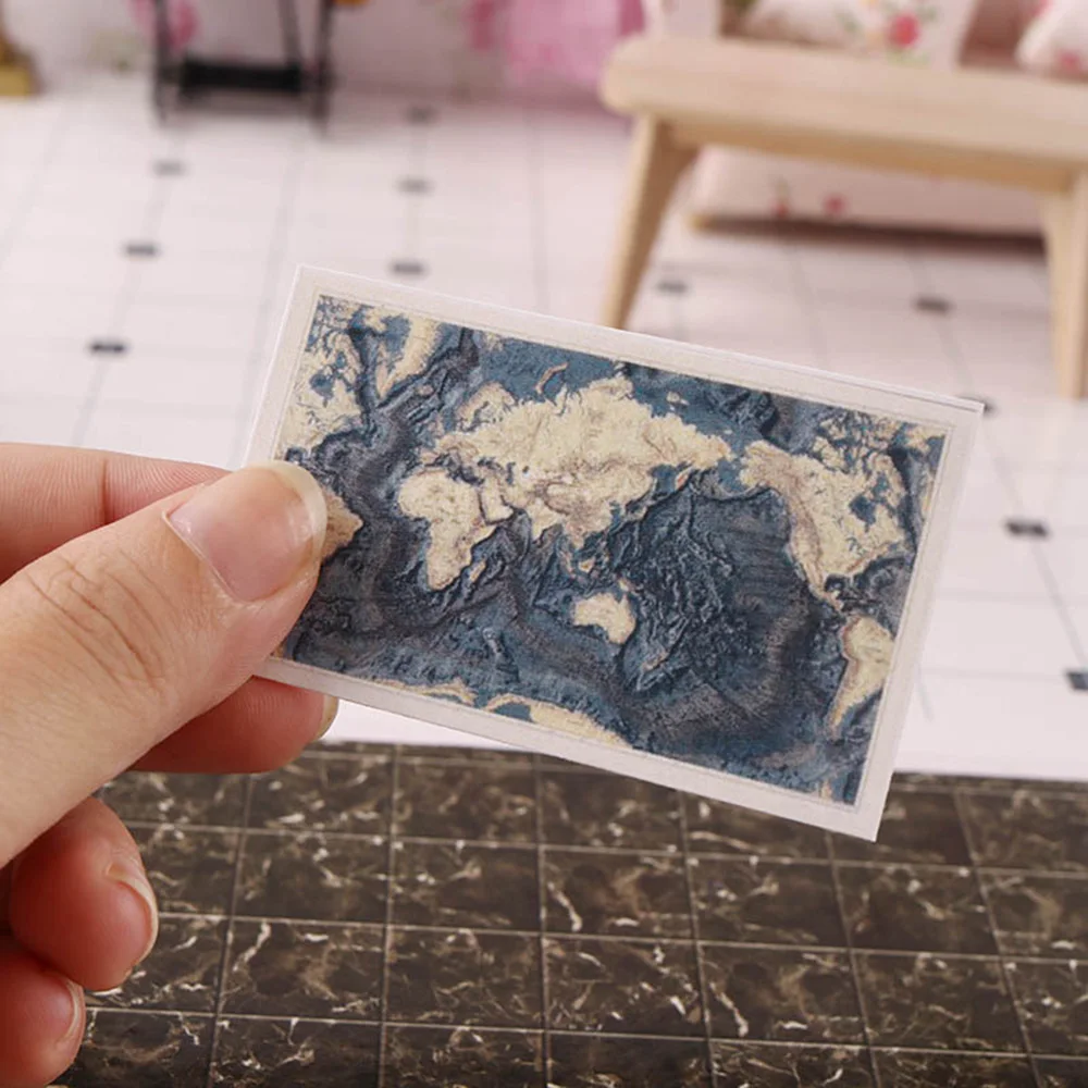 

NEW 4PCS Miniature Map Scale Model Wall Decoration Dollhouse 1:12 Mini Map Simulation Models Diy Home Decor Crafts