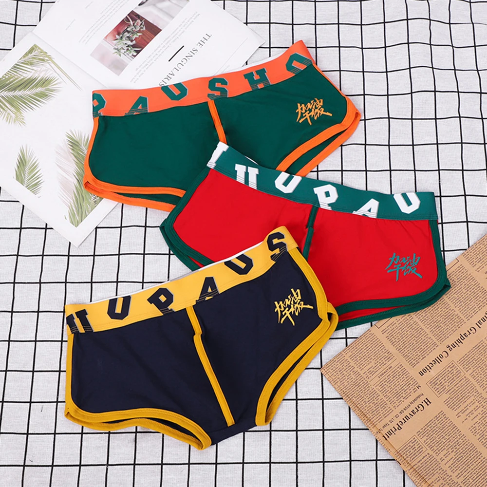 Men Cotton Sports Underwear Summer Fashion Plus-size Briefs Trunks Bulge Pouch Loose Comfortable Breathable Fitness Boxer Shorts