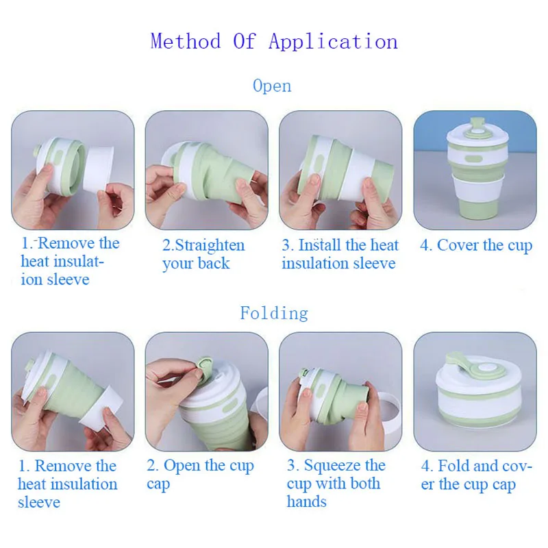 350ml Coffee Mugs Travel Collapsible Silicone Cup Folding Water Cups BPA FREE Food Grade Flask Insulated Travel Insulated Bottle
