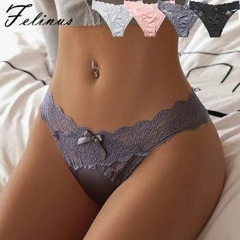 Felinus Slip sexy in pizzo da donna G String Intimo a vita bassa Mutande in raso da donna Lingerie tentazione europea e americana