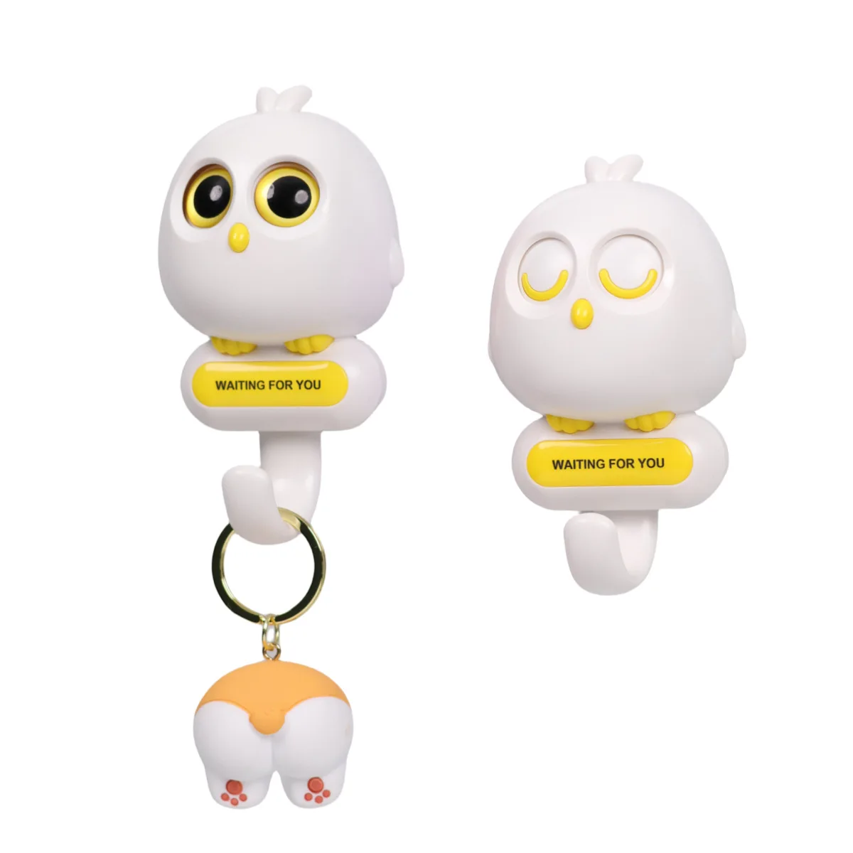 Home Decoration Creative Wall Free Punching Hook Cute Animal Shape Blink Eyes Hook For Key Holders Storage Organizer Rack 3