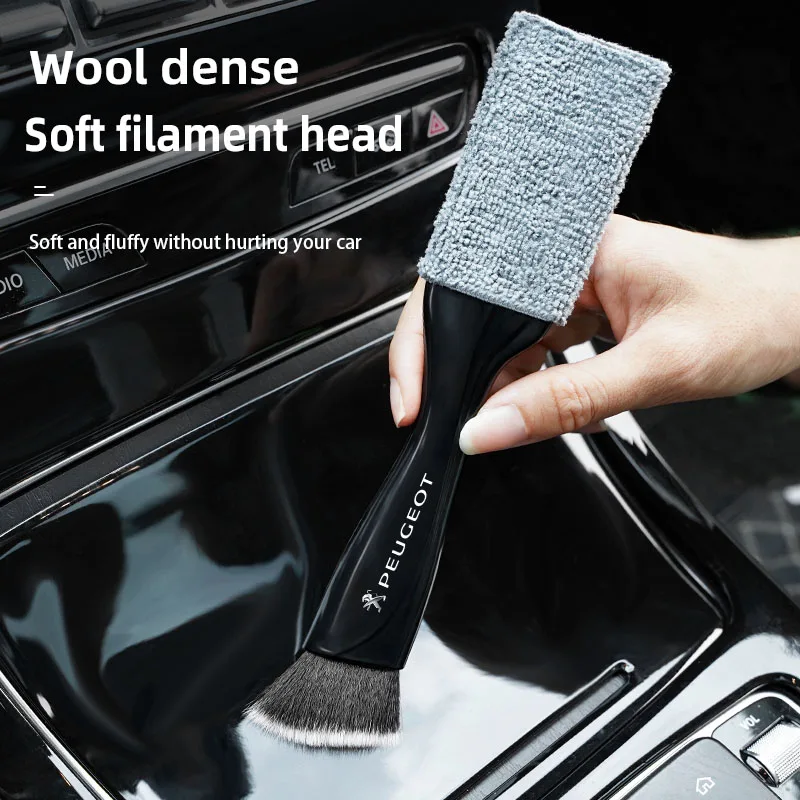 2 In 1 Car Dust Tool Cleaning Brush Interior Accessories for Peugeot 307 206 107 207 406 208 3008 607 408 407 308 106 508 301