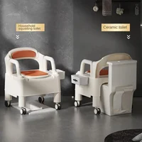Brake Design Adult Toilet Chairs, Toilet for The Elderly, Mobile Home Wheelchair-type Commode Toilet, Bedside Commode with Wheel 1